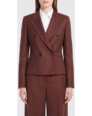 Max Mara Slim Fit Double-Breasted Virgin Wool Blazer - Red