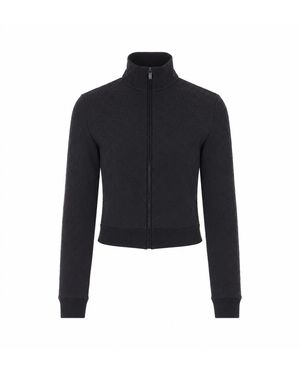 Gucci Gg Jacquard Jersey Jacket With Zipper - Blue