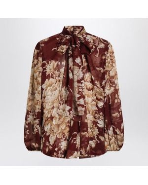 Dolce & Gabbana Dolce&Gabbana Chiffon Shirt With Rose Print - Brown
