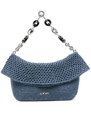 Loewe Paula's Ibiza Ola Crochet Medium Shoulder Bag - Blue