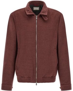 Brunello Cucinelli Virgin Wool Beaver Bomber Jacket - Brown