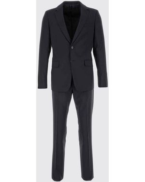 Prada Single-Breasted Virgin Wool Dress - Blue