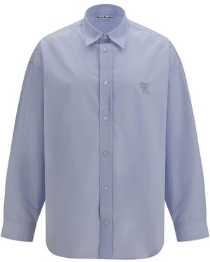 Acne Studios Classic Button-Up Shirt With Logo - Blue