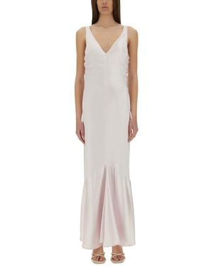 Sportmax V Neck Maxi Dress - Pink