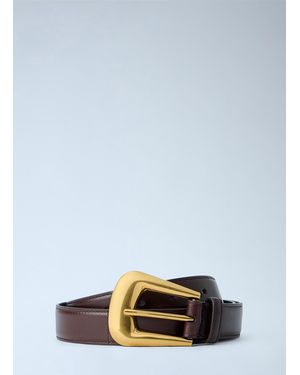 Saint Laurent Folk Buckle Belt - Brown