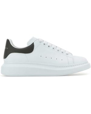 McQueen Leather Sneakers With Leather Heel - White