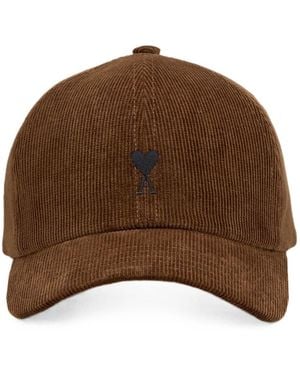 Ami Paris Velvet Baseball Cap - Brown