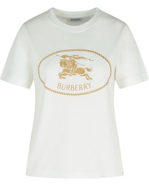 Burberry Ivory Cotton T-Shirt - White