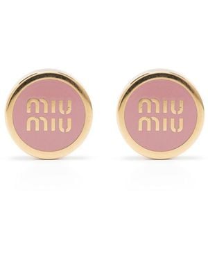 Miu Miu Enameled Metal Earrings - Pink