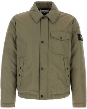 Stone Island Army Polyester Blend Down Jacket - Green
