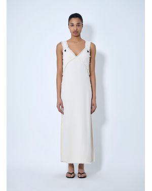 TOTEME Bouclé Maxi Dress With Frayed Edges - White