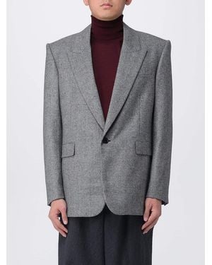 Saint Laurent Prince Of Wales Wool Blazer - Gray
