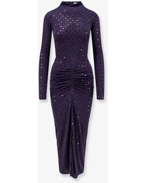 Alaïa Long Viscose Dress With All-Over Rhinestones - Blue