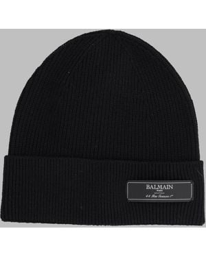Balmain Beanie With Logo Patch - Black