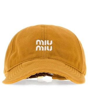 Miu Miu Mustard Cotton Baseball Cap - Metallic