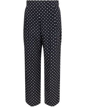 Valentino Pants Polka-Dot Crêpe De Chine Silk - Blue