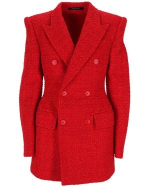 Balenciaga Tweed Blazer Jacket - Red