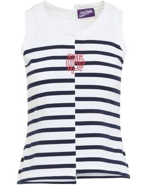 Jean Paul Gaultier Stretch Cotton Asymetric Tank Top - White