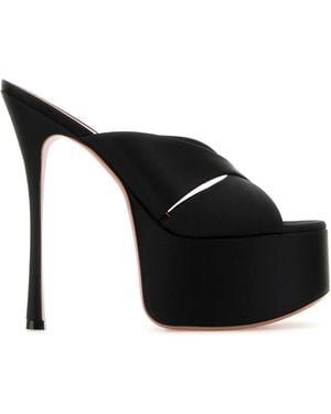 AMINA MUADDI Satin Salma Mules - Black
