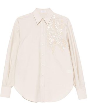 Brunello Cucinelli Embroidered Cotton Shirt - White