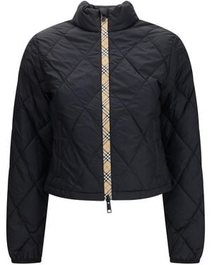 Burberry Bramford Quilted Nylon Jacket With Check Tape - Blue
