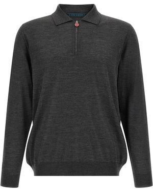 Kiton Wool Polo Shirt 14 Microns - Gray