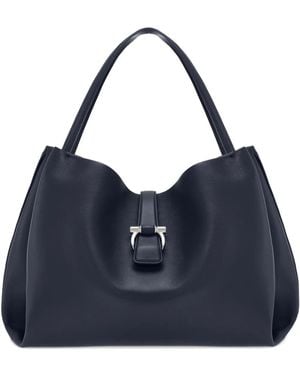 Ferragamo Large Leather Softened Tote Bag - Blue