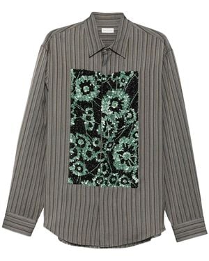 Dries Van Noten Caper Embroidered Shirt - Gray