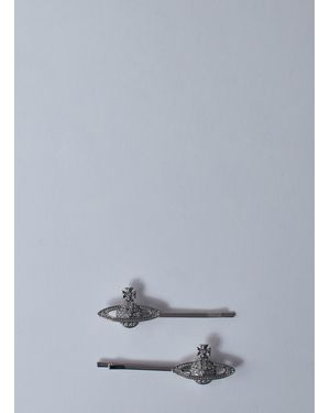 Vivienne Westwood Mini Bas Relief Bobby Pin - Gray