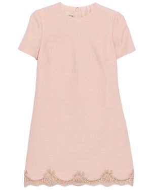Valentino Wool And Silk Blend Mini Dress - Pink