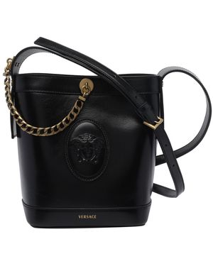 Versace Mini Pivot Bucket Bag - Black