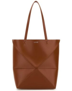 Loewe Caramel Leather Medium Puzzle Fold Shopping Bag - Brown