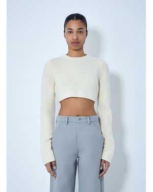 Rier Cropped Knit Sweater - White