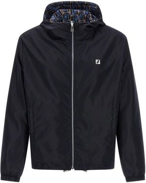ブルゾン Fendi Giacca A Vento Con Cappuccio FENDI Giacca Reversibile Con Logo | Blu | FARFETCH IT