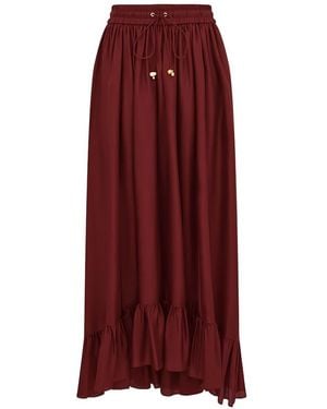 Zimmermann Aster Silk Maxi Skirt - Red