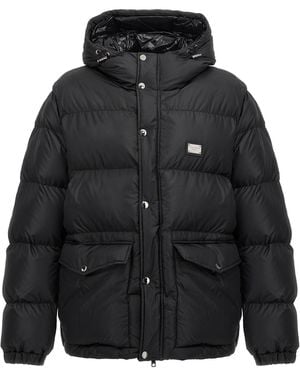 Dolce & Gabbana Logo Plate Down Jacket - Black