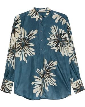 Brunello Cucinelli Printed Silk Shirt - Blue