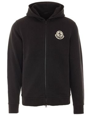 Moncler Zip Up Logo Hoodie - Black