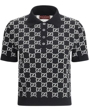 Gucci Reversible Gg Wool Jacquard Polo Shirt - Black