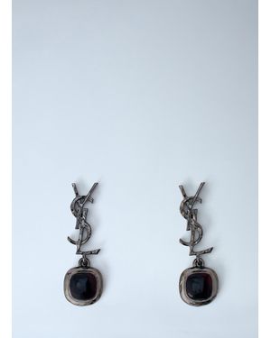 Saint Laurent Mini Cabochon Earrings - Blue