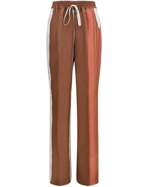 Kiton Striped Silk Pants - Brown