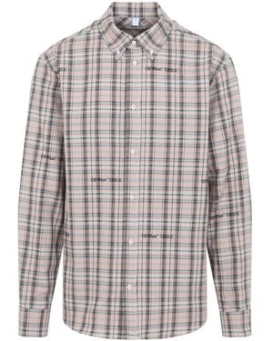 Off-White c/o Virgil Abloh Flannel Cotton Shirt - Gray