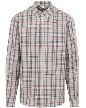 Off-White c/o Virgil Abloh Flannel Cotton Shirt - Gray