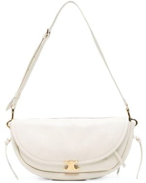 Celine Triomphe Small Leather Shoulder Bag - White