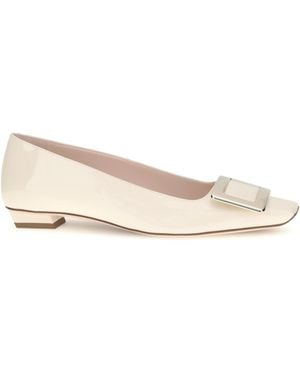 Roger Vivier Patent Leather Belle Vivier Ballerinas - Natural