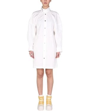 Bottega Veneta High Neck Dress With Buttons For - White