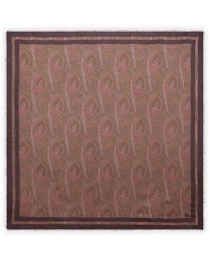 Etro Cashmere Scarf With Floral Paisley Pattern - Brown