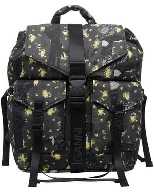 Ganni Re-Tech Printed Backpack - Black