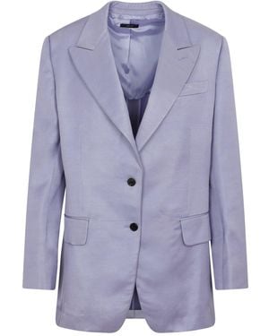 Tom Ford Soft Fluid Twill Boyfriend Jacket - Blue