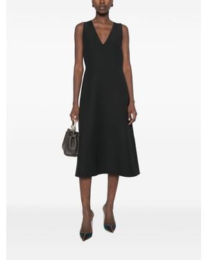Fendi Wool And Silk Blend Midi Dress - Black